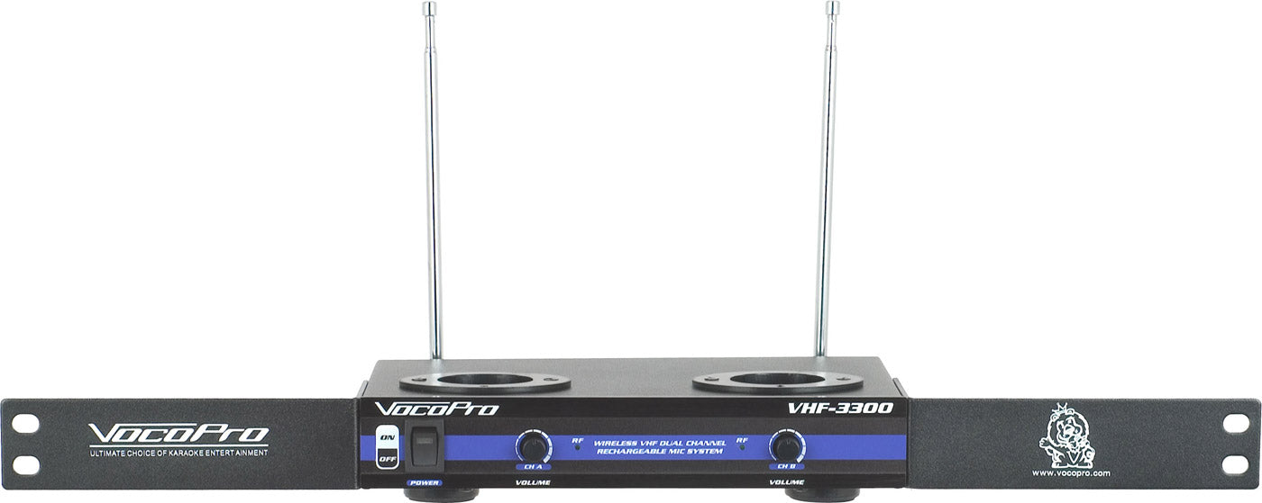 VOCOPRO | VHF-3300 2 Channel VHF Rechargeable Wireless Microphone System