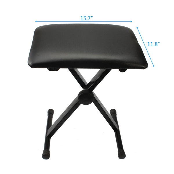 X-type Keyboard Stand And Adjustable Folding Piano Bench Stool Seat -Black