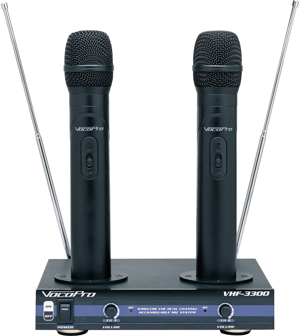 VOCOPRO | VHF-3300    2 Channel VHF Rechargeable Wireless Microphone System